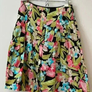 Talbots floral skirt - black, green, blue and coral.  New!  Size 8